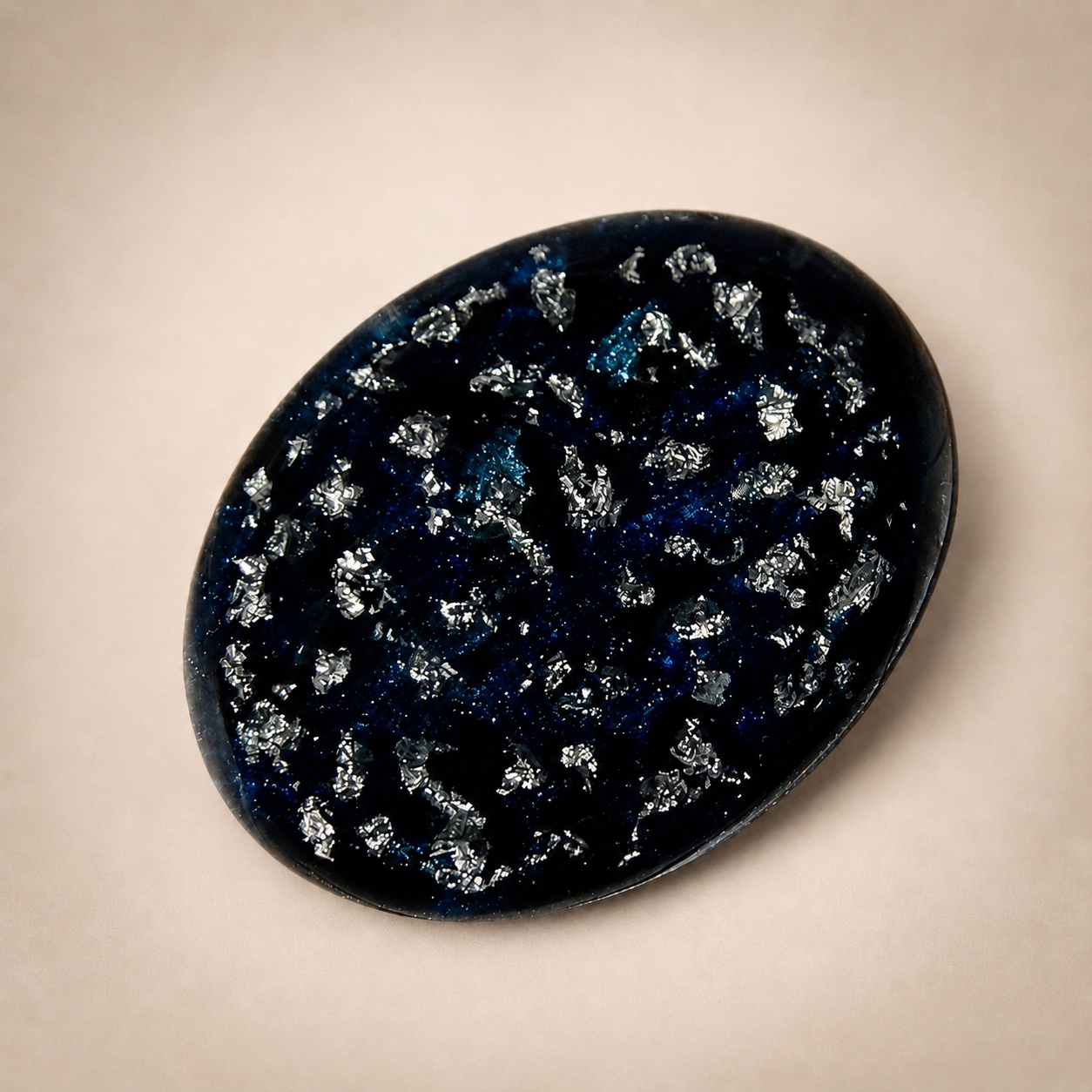 Midnight blue and silver memorial comfort pebble