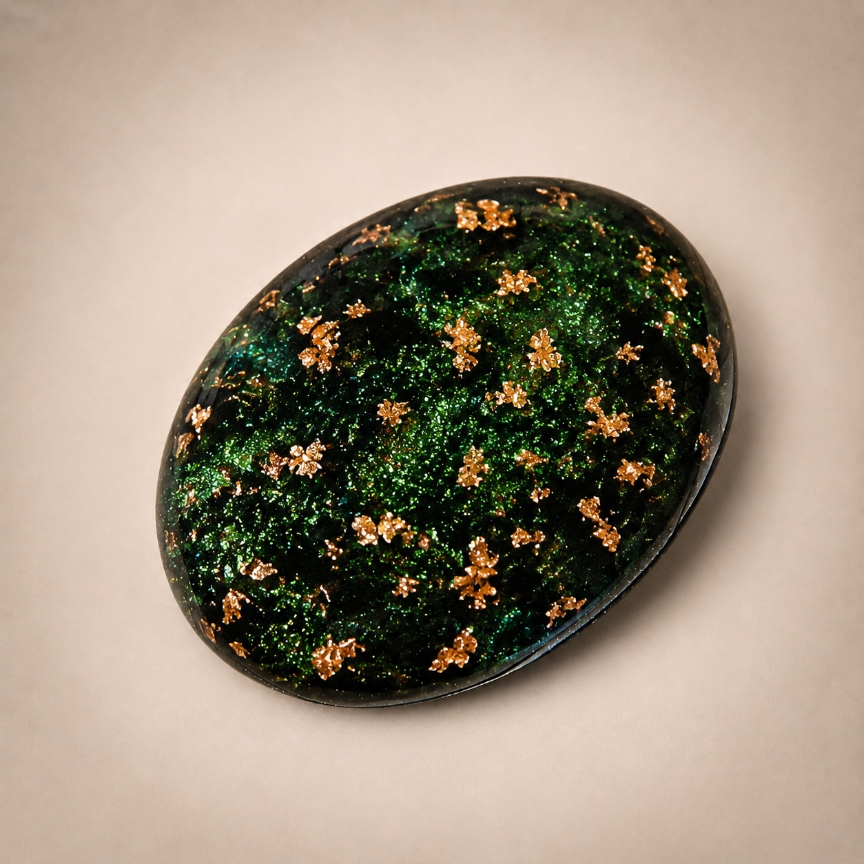 Emerald green and gold memorial comfort pebble