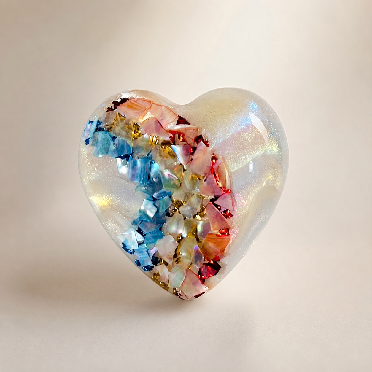 Multicoloured heart memorial keepsake