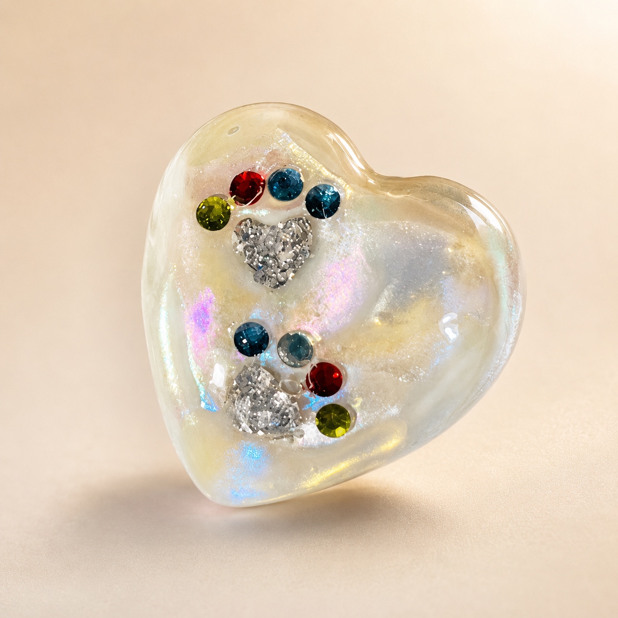 Heart memorial keepsake with colourful paw prints